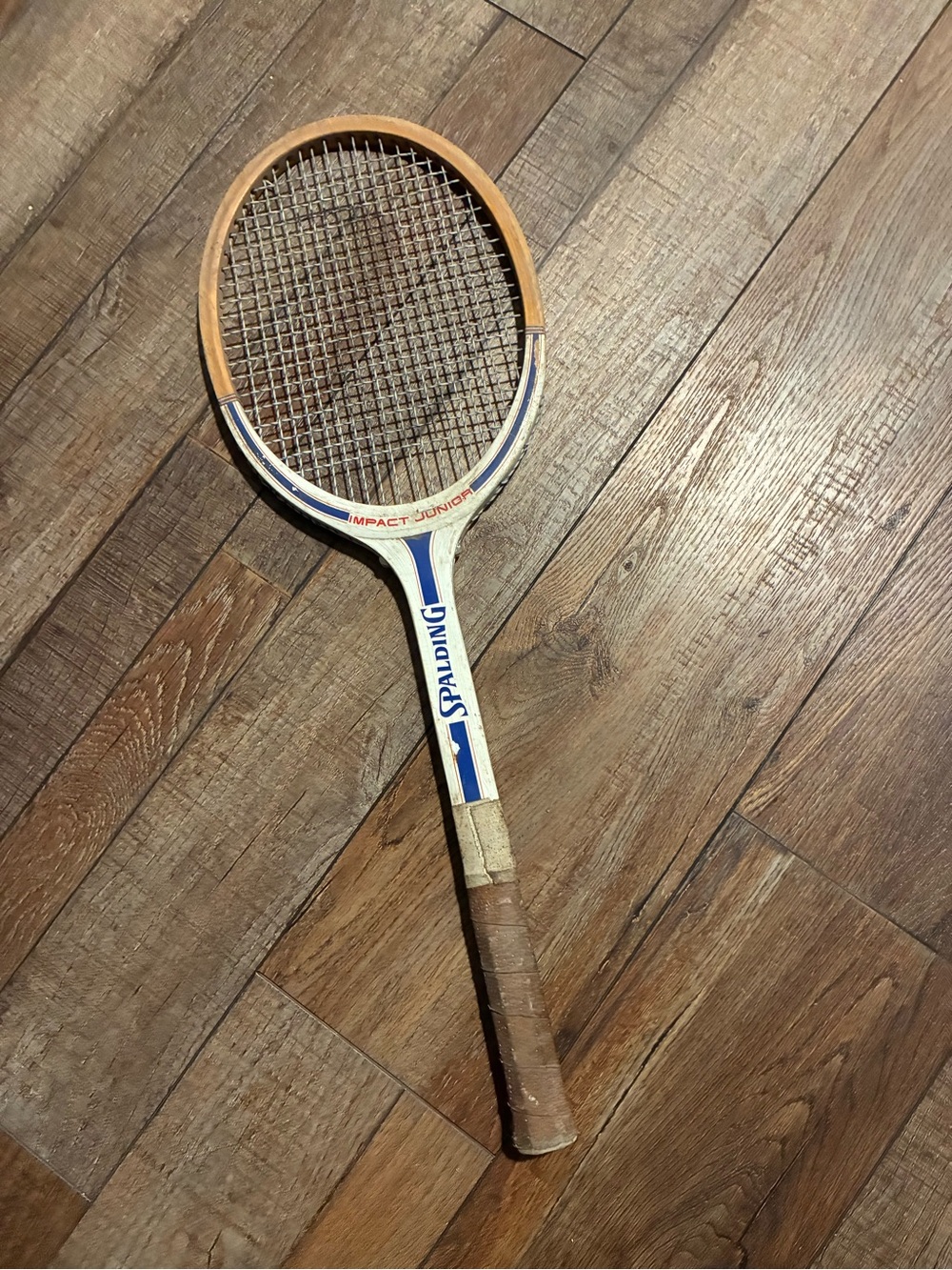 Spalding Impact Junior Vintage Wooden Tennis Racket — Brown/White